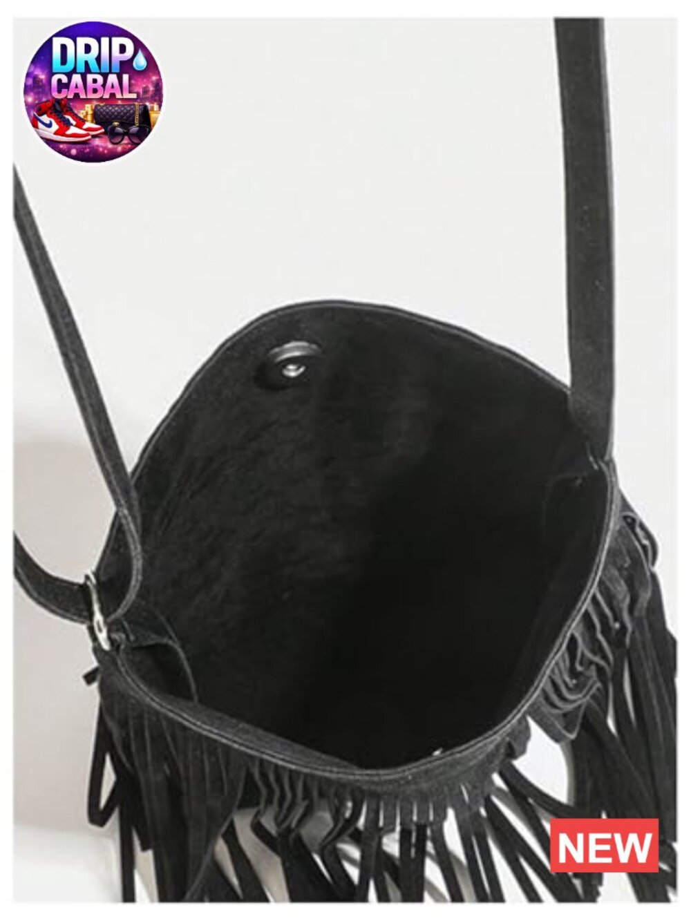 Fringe Western Crossbody Bag with Tassel Shoulder Strap, PU Leather - Picture 4 of 5